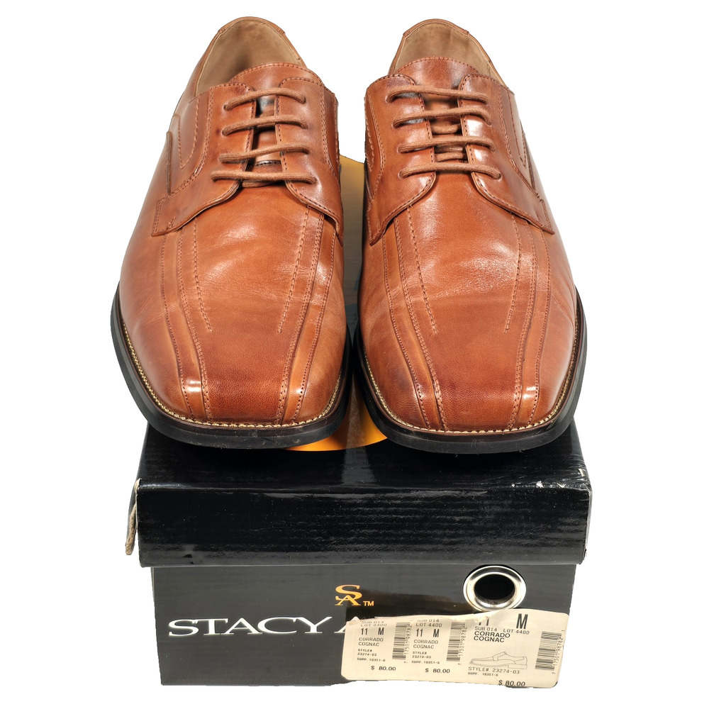 Stacy Adams Corrado Cognac Bike Toe Lace Up Oxford Style Shoes Men’s Size 11 M